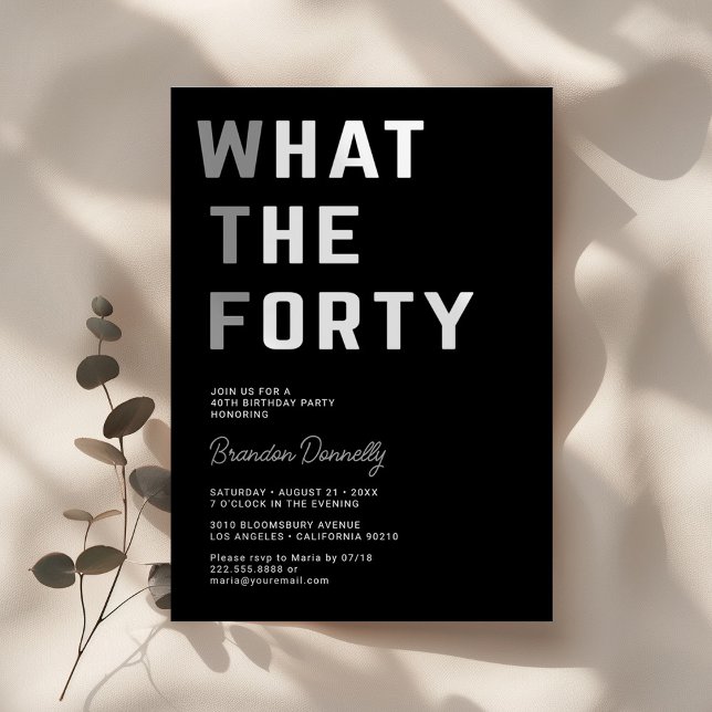 Invitación Funny WTF Adulto 40 Fiesta de cumpleaños (Subido por el creador)