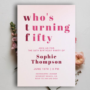 Invitación Funny WTF Pink Burgundy Sassy 50 cumpleaños fiesta