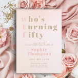 Invitación Funny WTF Pink Modern Elegant 50th Birthday Party<br><div class="desc">¡Celebra girar el gran 5-0 con un fabuloso sentido del humor y estilo moderno! Esta divertida invitación a los 50 años de WTF presenta un giro juguetón en el hito con la popular frase "WTF - Who's Turning Fifty?" en negrita y rosa. Diseñado con un suave degradado rosa y una...</div>