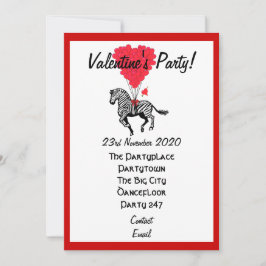 Invitación Funny zebra valentines fiesta