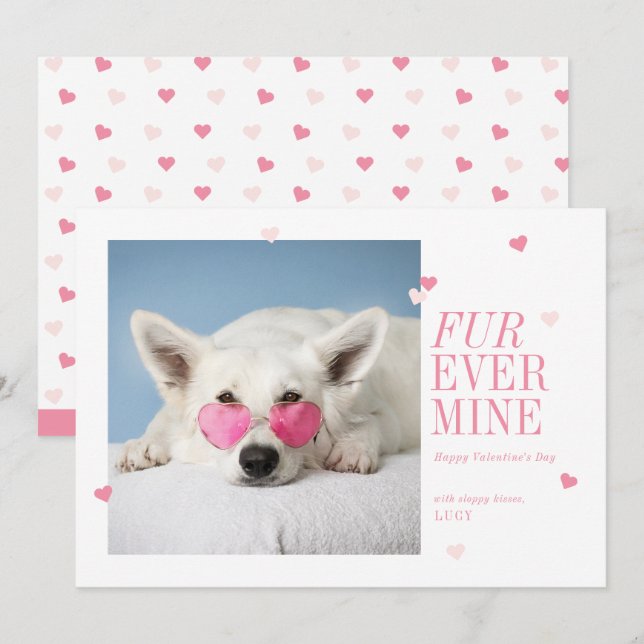 Invitación Fur Ever Mine Mascota Valentines Heart Photo Card (Anverso / Reverso)
