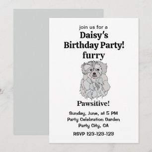 Invitación Furia de perro maltesa inquietante cumpleaños