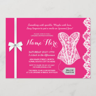 Invitación Fuschia Lingerie Pink Shower Lace Bridal Invite
