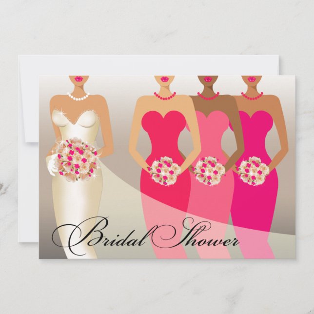 Invitación Fuschia nupcial de la ducha el | de la NOVIA (Anverso)