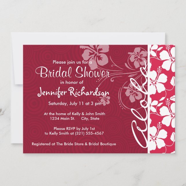 Invitación Fuschia Tropical Hibiscus; Aloha (Anverso)