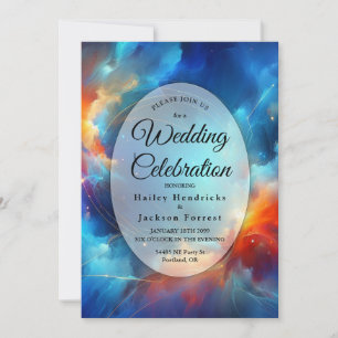 Invitación Fusión de Fuego y Hielo Estelar de Boda