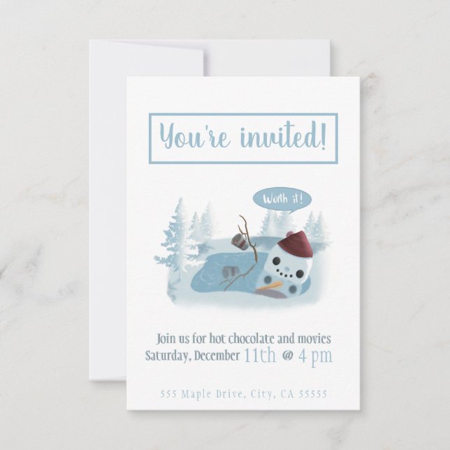 Invitación Fusión de Snowman con cacao (Anverso)