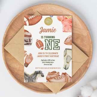 Invitación Fútbol 1º Nacimiento Niños Acuarela