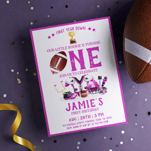Invitación Fútbol acuático Estrella Pink Primer cumpleaños