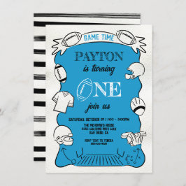 Invitación Fútbol Azul 1ª mano Cumpleaños dibujado