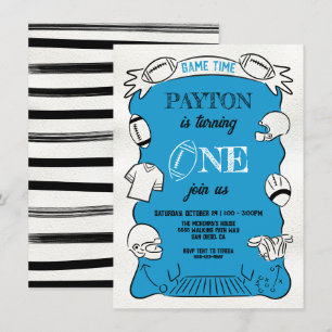 Invitación Fútbol Azul 1ª mano Cumpleaños dibujado