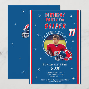 Invitación Fútbol Ball Casco Personalizado Foto Cumpleaños