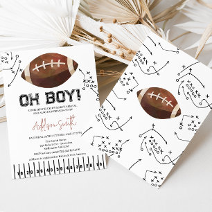 Invitación Fútbol blanco negro juega Baby Shower