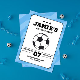 Invitación Fútbol Blue Simple Soccer Kids Birday