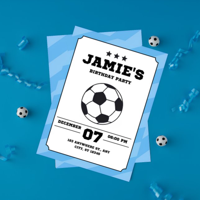 Invitación Fútbol Blue Simple Soccer Kids Birday (Subido por el creador)