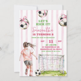 Invitación Fútbol Chica de franjas rosadas vamos a matarlo cu
