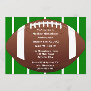 Invitación Fútbol con fiesta de cumpleaños de campo verde