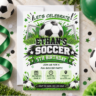 Invitación Fútbol cumpleaños 5   Fiesta infantil tema deporte