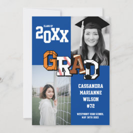 Invitación Fútbol de baloncesto con graduación deportiva