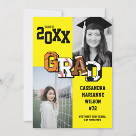 Invitación Fútbol de baloncesto de graduación deportiva Amari