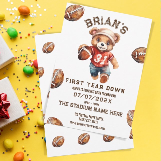 Invitación fútbol de primer año niño primer cumpleaños (Subido por el creador)