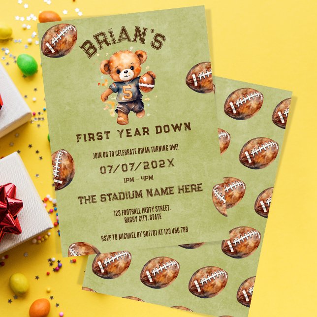 Invitación fútbol de primer año niño primer cumpleaños (Subido por el creador)