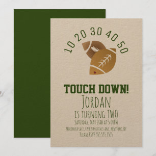 Invitación Fútbol Deporte TouchDown Tailgating Cumpleaños Kra