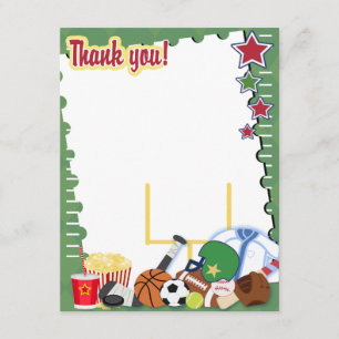 Invitación FÚTBOL DEPORTES FAN 4x5 Flat Gracias nota