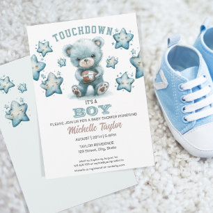 Invitación Fútbol deportivo es un niño oso de Baby Shower