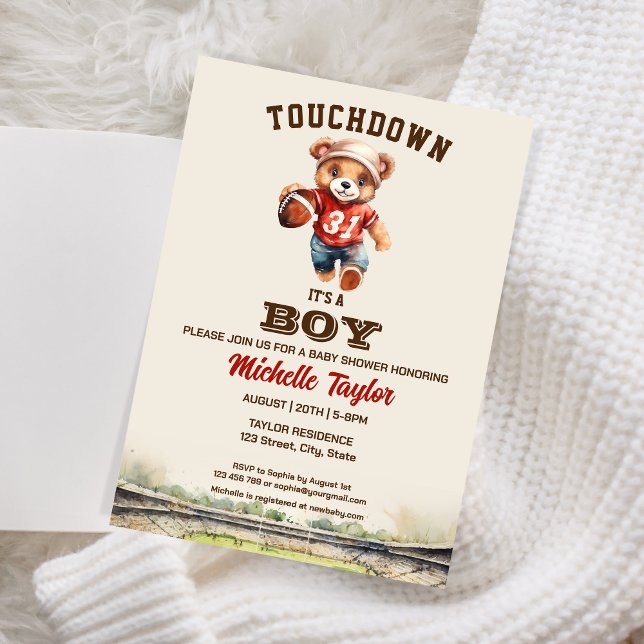 Invitación Fútbol deportivo es un niño oso de Baby Shower (Subido por el creador)