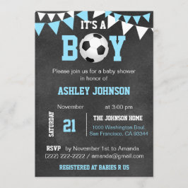 Invitación Fútbol es un muchacho azul de la pizarra de Baby