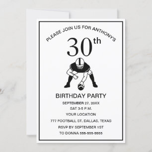 Invitación Fútbol Fiesta de cumpleaños 30 Deporte de papá neg