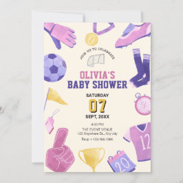 Invitación Fútbol futbolín rosa juego de bebé ducha