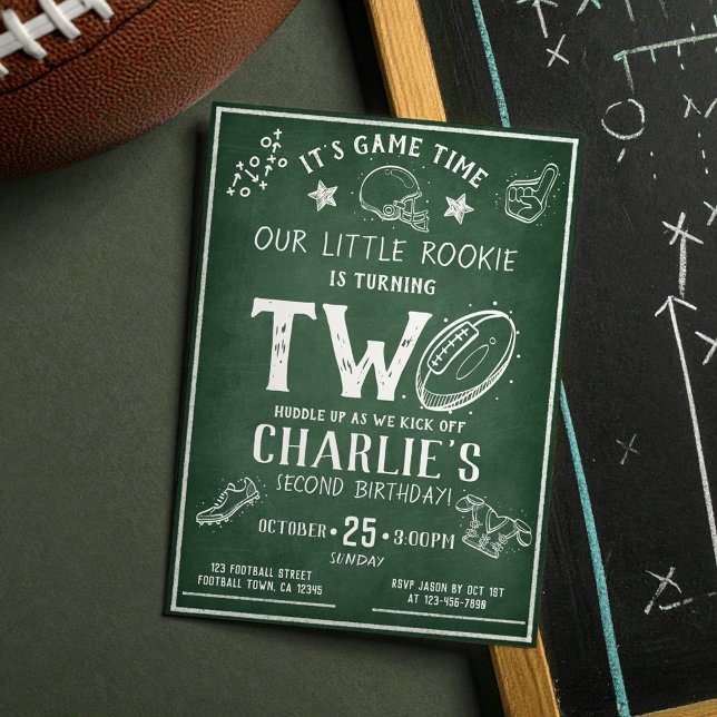 Invitación Fútbol moderno en Chalkboard Segundo cumpleaños (Subido por el creador)