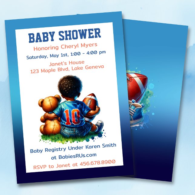 Invitación Fútbol niño bebé con Teddy Baby Shower (Subido por el creador)