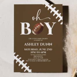 Invitación Fútbol Oh Boy Brown White Baby Shower