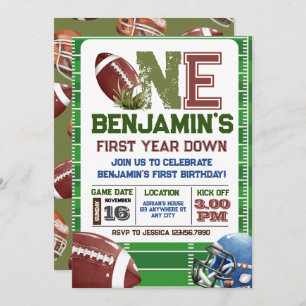 Invitación Fútbol Primer Año Abajo Cumpleaños