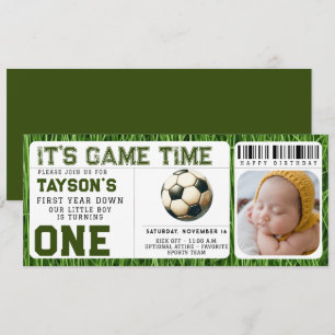 Invitación Fútbol Primer año abajo Primer cumpleaños foto de 