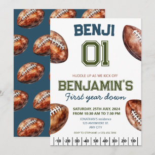 Invitación Fútbol Primer año después partido de cumpleaños de