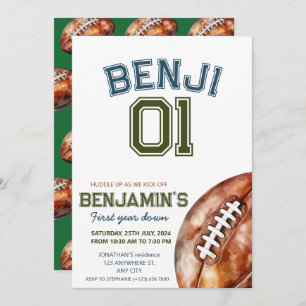 Invitación Fútbol Primer año después partido de cumpleaños de