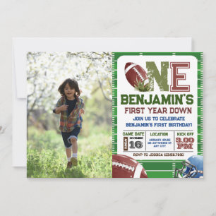 Invitación Fútbol Primer año foto cumpleaños