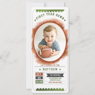 Invitación Fútbol Ticket Sports Cute Photo Boy Primer cumplea