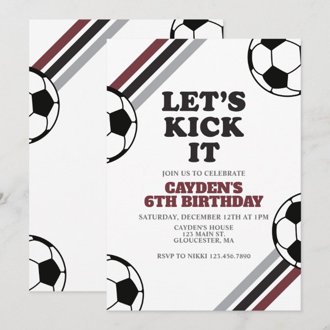 Invitación Fútbol vamos a patearlo cumpleaños (Anverso / Reverso)