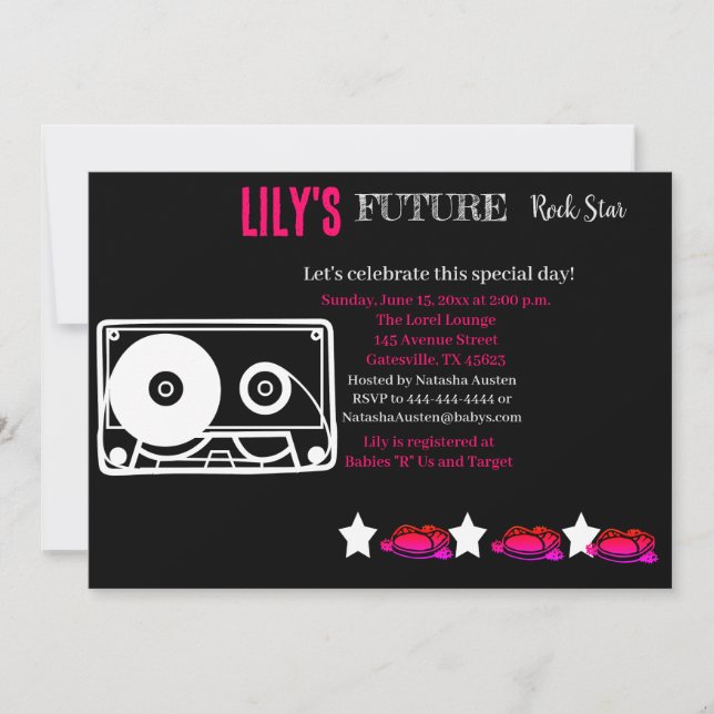 Invitación futura de Baby Shower de Rocker (Anverso)