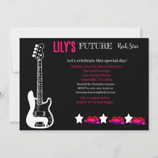 Invitación futura de Baby Shower de Rocker (Anverso)