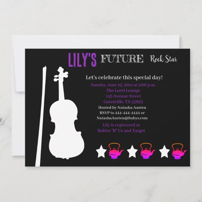 Invitación futura de Baby Shower de Rocker (Anverso)