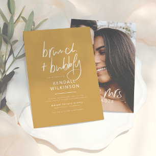 Invitación Futura Sra   Boho Mostaza Nupcial y Brunch con Bur