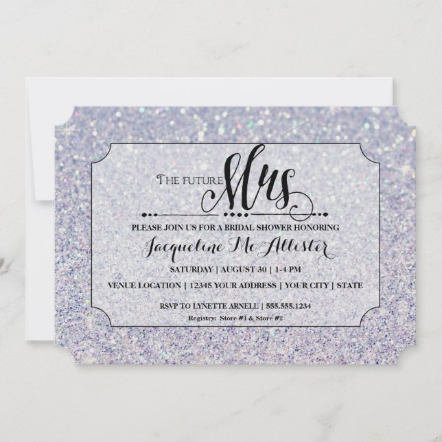 Invitación Futura Sra Elegant Classic Bridal Shower Blue (Anverso)