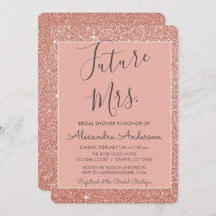 Invitación Futura Sra., Rosa Purpurina de Oro Ducha Bridal