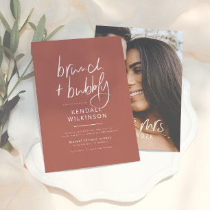 Invitación Futura Sra.   Terracotta Bridal Brunch Bubbly Phot